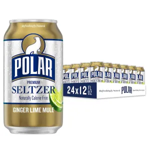 Polar Seltzer Water Ginger Lime Mule, 12 fl oz cans, 24 Count (3 Packs of 8)