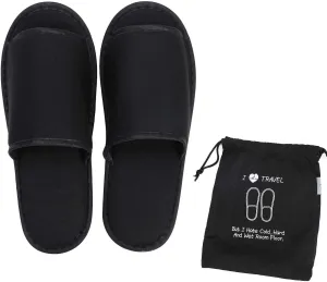 Portable Travel Slipper Spa Hotel Open Toe Sandals Non Disposable Foldable Shoes Guest Indoor House Room Business Trip Party Washable Footwear with Bags