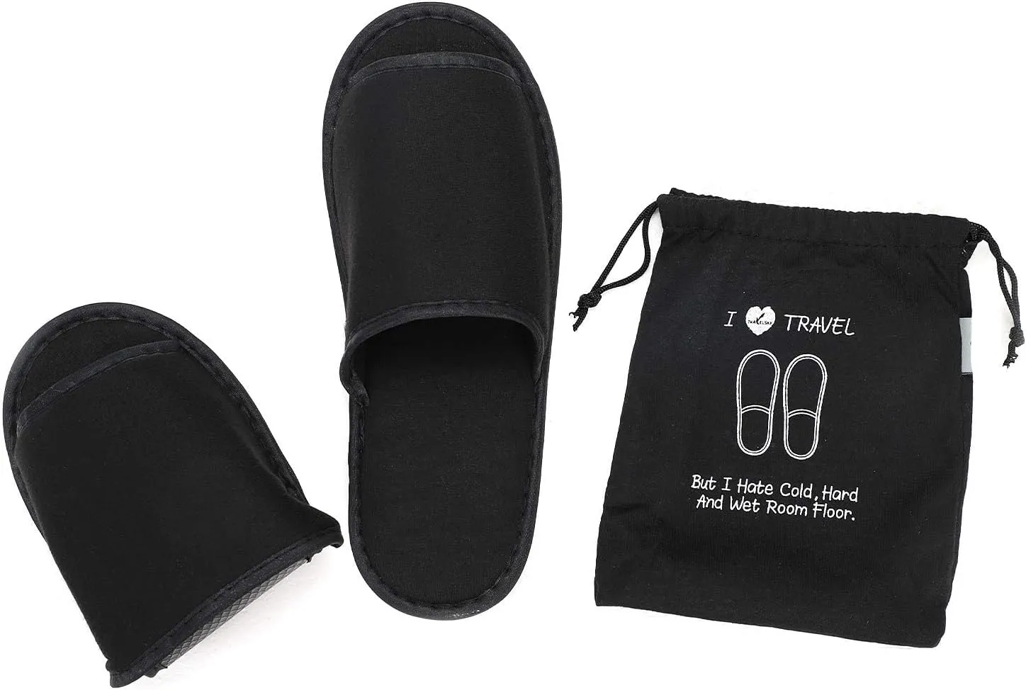 Portable Travel Slipper Spa Hotel Open Toe Sandals Non Disposable Foldable Shoes Guest Indoor House Room Business Trip Party Washable Footwear with Bags