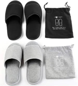 Portable Travel Slipper Spa Hotel Open Toe Sandals Non Disposable Foldable Shoes Guest Indoor House Room Business Trip Party Washable Footwear with Bags