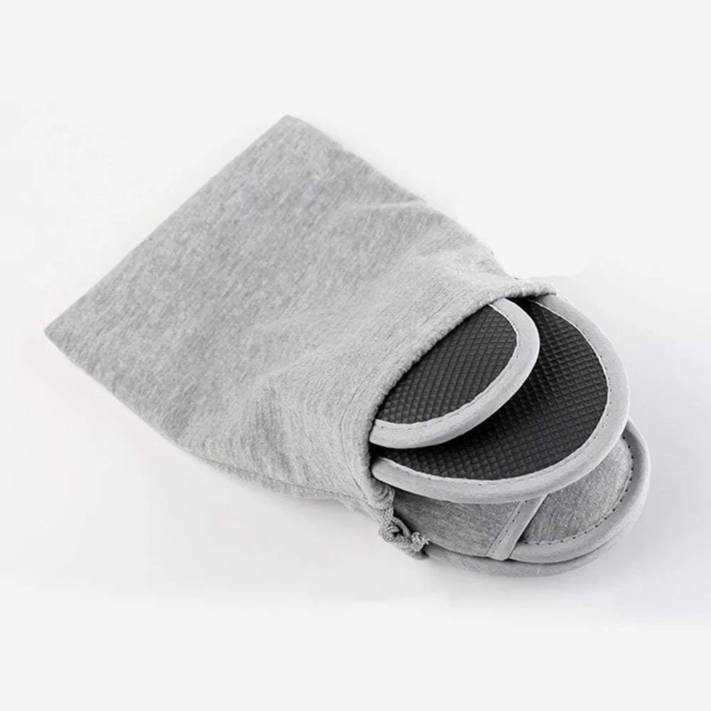 Portable Travel Slipper Spa Hotel Open Toe Sandals Non Disposable Foldable Shoes Guest Indoor House Room Business Trip Party Washable Footwear with Bags