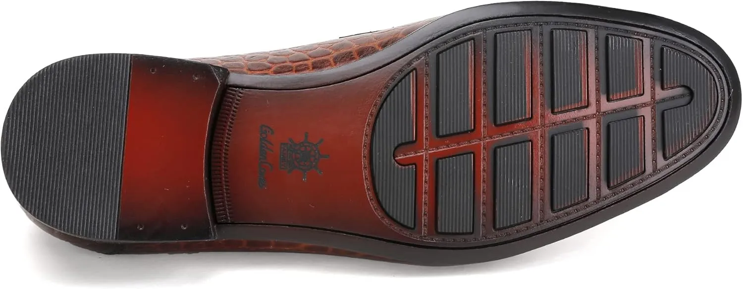 Premium Dress Shoes for Men, Classic Alligator Printed Business Leather Dress Slip on Loafer Shoes for Mens