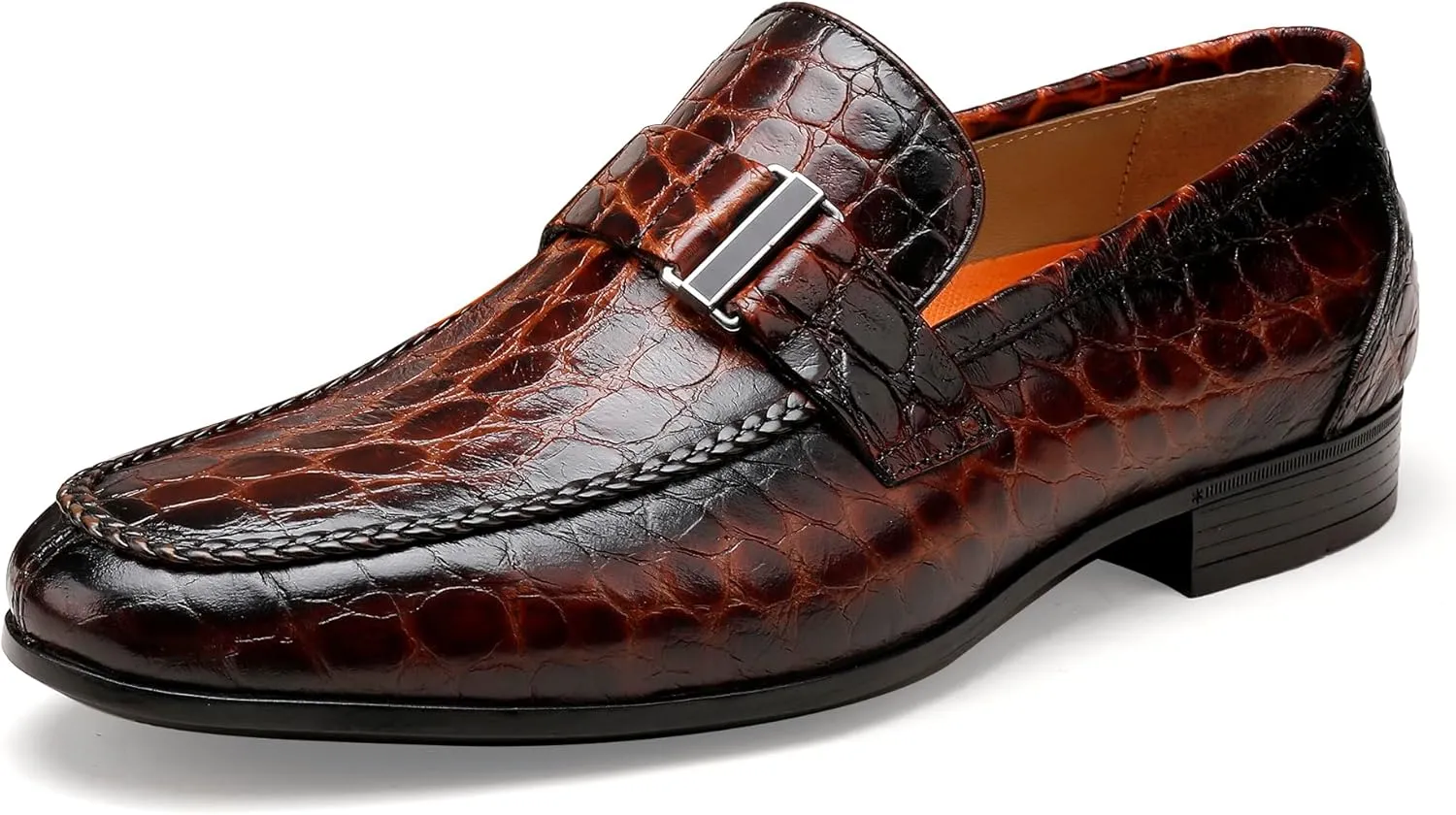 Premium Dress Shoes for Men, Classic Alligator Printed Business Leather Dress Slip on Loafer Shoes for Mens