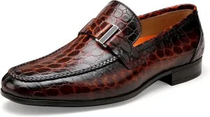 Premium Dress Shoes for Men, Classic Alligator Printed Business Leather Dress Slip on Loafer Shoes for Mens