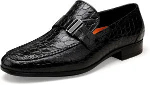 Premium Dress Shoes for Men, Classic Alligator Printed Business Leather Dress Slip on Loafer Shoes for Mens