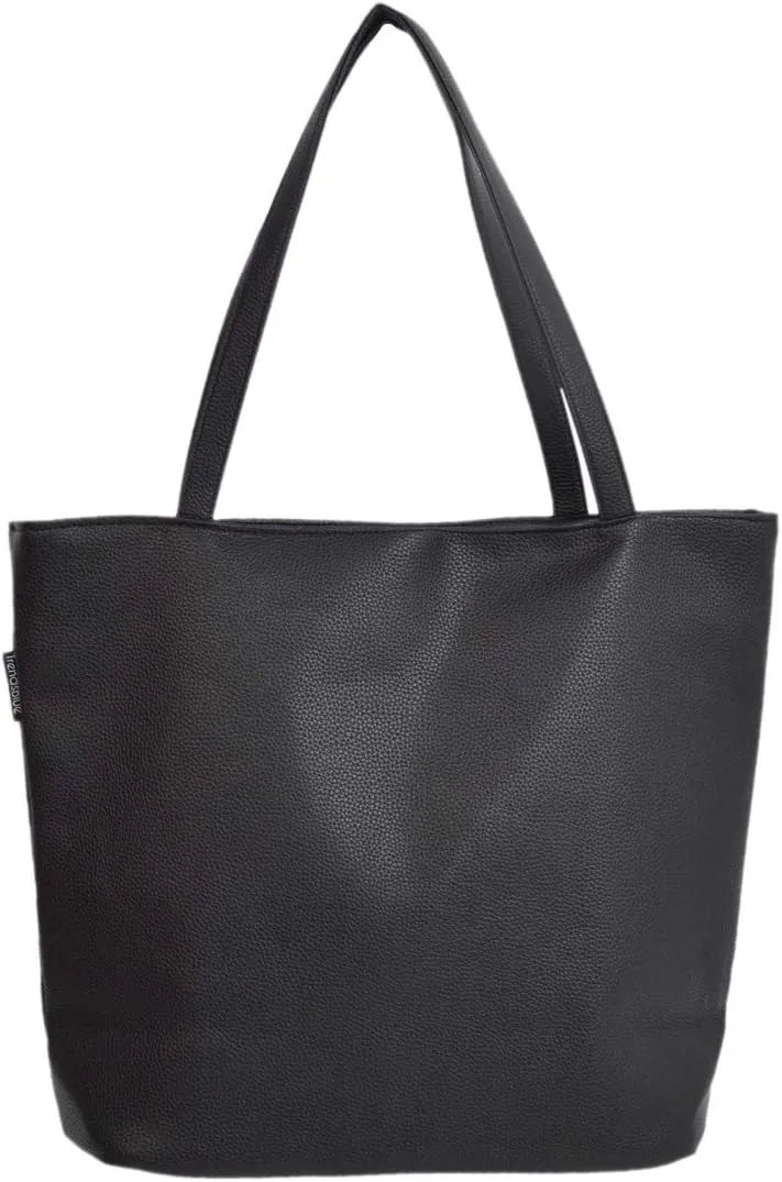 Premium Large Solid Color Vegan PU Pebble Leather Tote Shoulder Bag Handbag