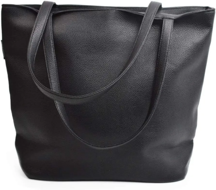Premium Large Solid Color Vegan PU Pebble Leather Tote Shoulder Bag Handbag