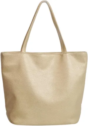 Premium Large Solid Color Vegan PU Pebble Leather Tote Shoulder Bag Handbag