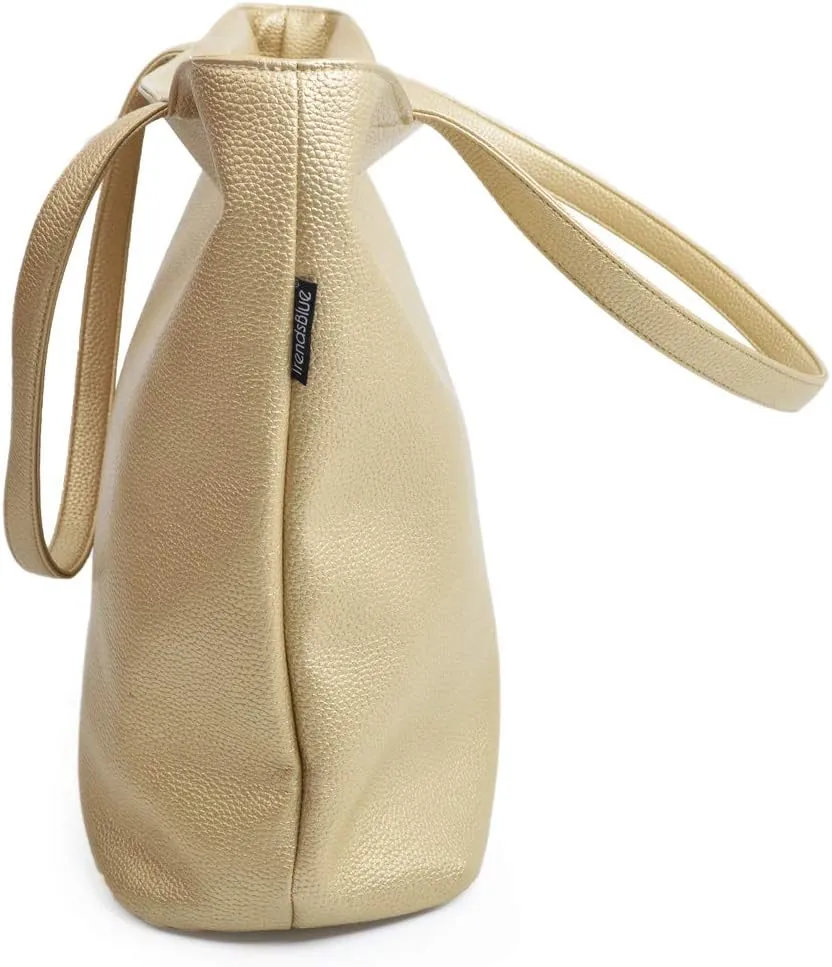 Premium Large Solid Color Vegan PU Pebble Leather Tote Shoulder Bag Handbag