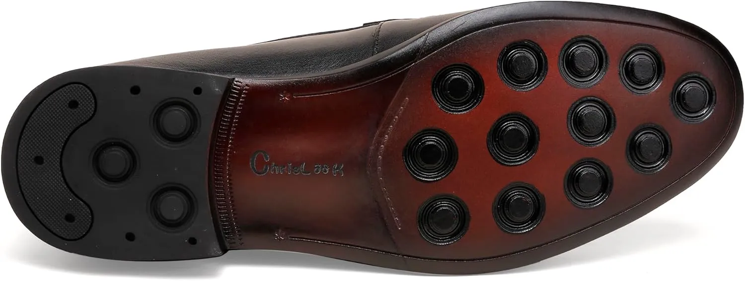 Premium Leather Dress Shoes for Men, Slip on Loafers Brogue Business Shoes