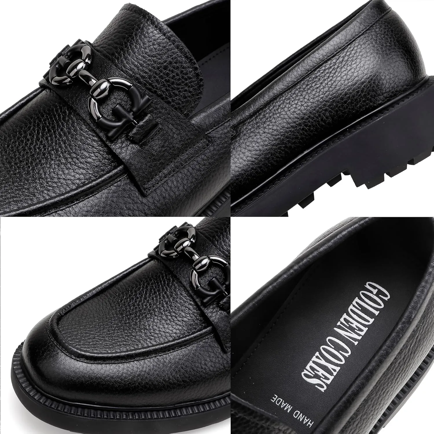 Premium Mens Leather Dress Shoes, Classic Formal Alligator Printed Business Loafer Handmade Buckle Party Wedding Penny Shoes Father's Day Shoe for Men, Black