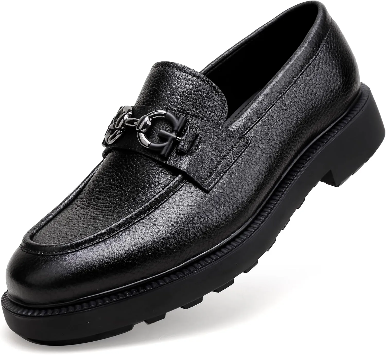 Premium Mens Leather Dress Shoes, Classic Formal Alligator Printed Business Loafer Handmade Buckle Party Wedding Penny Shoes Father's Day Shoe for Men, Black