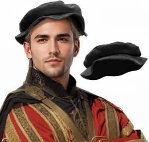 PROCOS Renaissance Tudor Flat Beret Hats for Women French Beret Hats Painter Cap Classic Costume Men Medieval