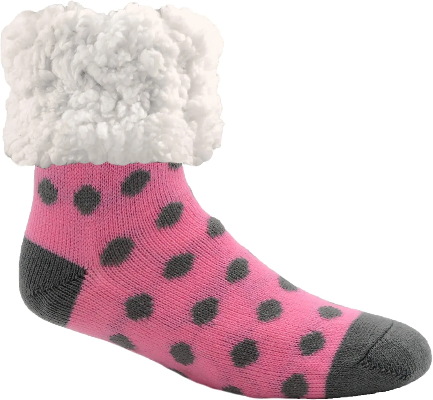 Pudus Cozy Winter Slipper Socks for Women and Men with Non-Slip Grippers Faux Fur Sherpa Fleece - Adult Regular Fuzzy
