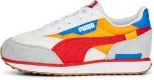 PUMA Future Rider Sneaker, Splash White-Zinnia-for All Time Red, 1.5 US Unisex Little Kid