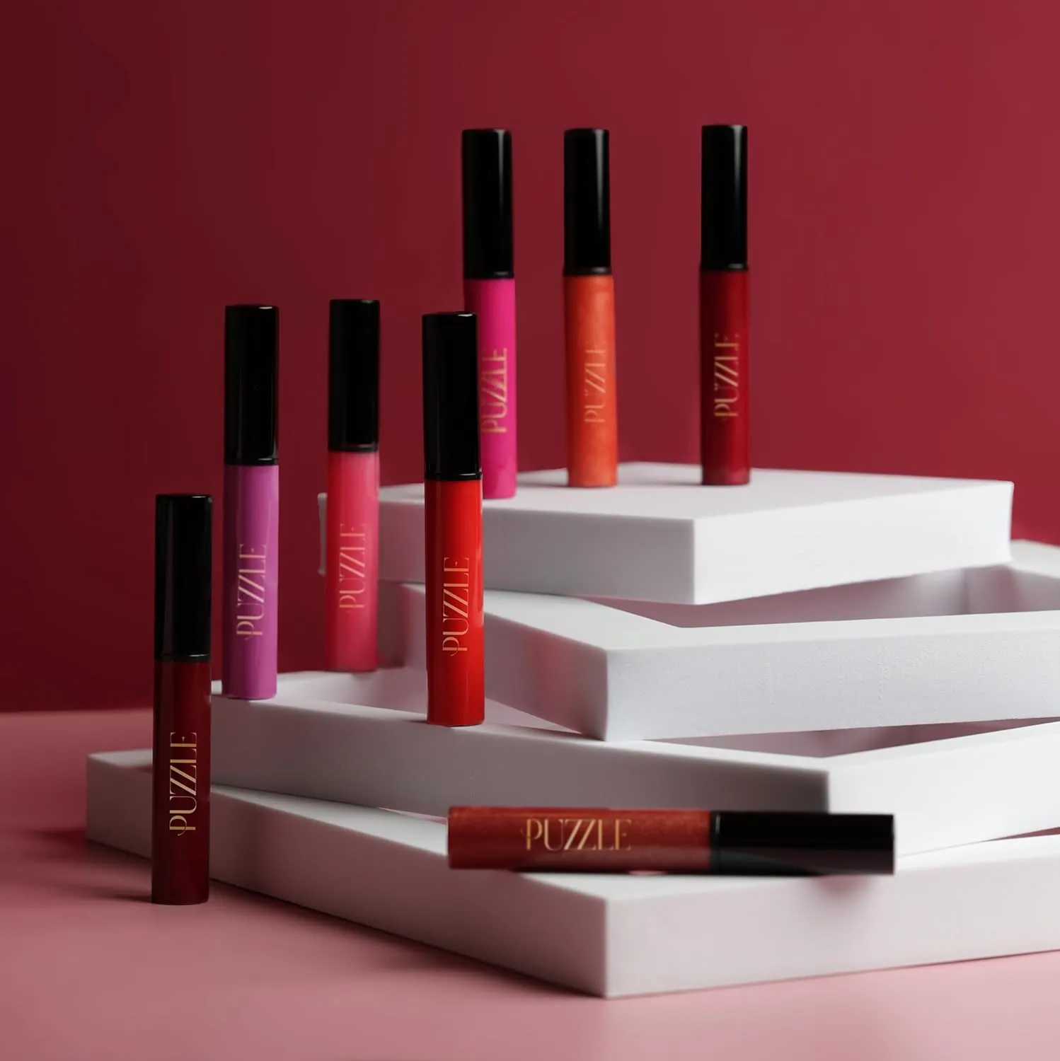 PUZZLE Lip Gloss Wand | Shiny, Shimmery, Non-Sticky, Moisturizing, Long-Lasting, Cruelty-Free, Vegan, Paraben-Free, High Shine Color (Shimmer & Shine | Purple Wine)