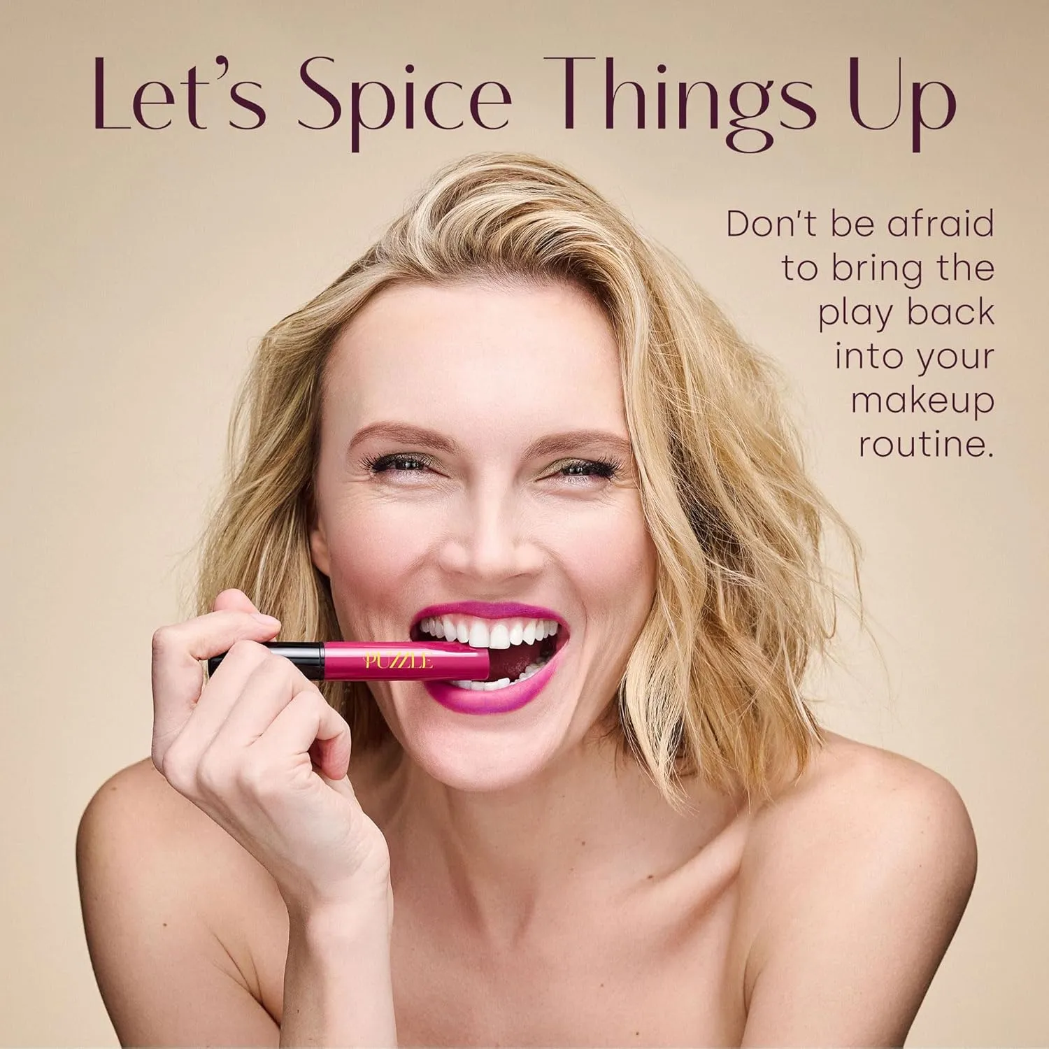 PUZZLE Lip Gloss Wand | Shiny, Shimmery, Non-Sticky, Moisturizing, Long-Lasting, Cruelty-Free, Vegan, Paraben-Free, High Shine Color (Touch | Mauve)