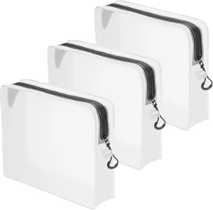 Qbily Clear Leak Proof Travel Bags for Toiletries 3 Pack, Super Soft Waterproof Leak Proof BPA Free, Semi-Clear Toiletry Cosmetic Makeup Bags for Travel, TSA Approved Travel Toiletry Bag With Zipper