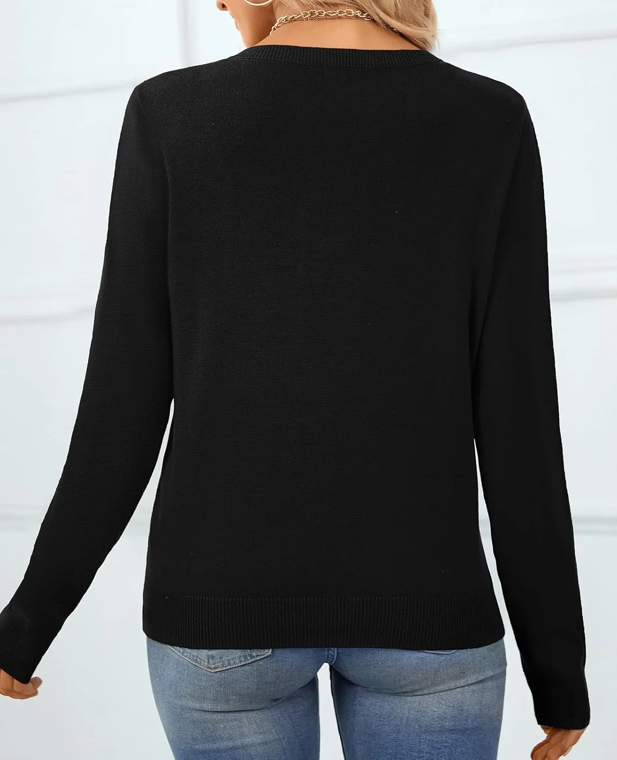 QUALFORT Women's Sweater 100% Cotton Soft Knit Pullover Tops