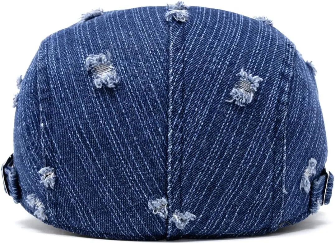 Quanhaigou Unisex Denim Newsboy Hats Flat Ivy Gatsby Cabbie Driving Berets Hat Cotton Dad Cap for Men Women