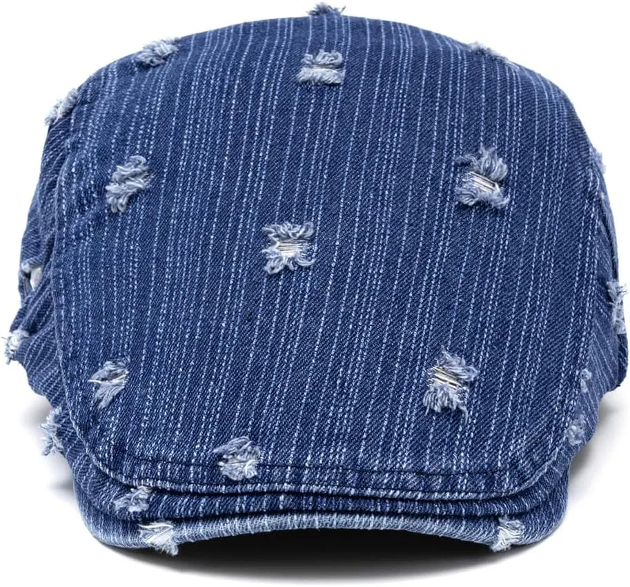Quanhaigou Unisex Denim Newsboy Hats Flat Ivy Gatsby Cabbie Driving Berets Hat Cotton Dad Cap for Men Women