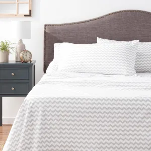 Queen Size Bed Sheets - Breathable Luxury Sheets with Full Elastic & Secure Corner Straps Built In - 1800 Supreme Collection Extra Soft Deep Pocket Bedding Set, Sheet Set, Queen, Chevron Gray