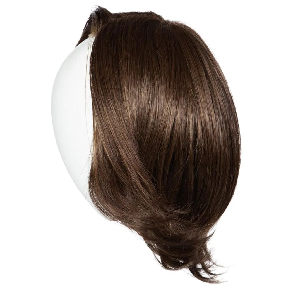 Raquel Welch Take A Bow Chin Length Layered Wig With Hand Tied Base by Hairuwear, Petite Average Cap, RL4/10SS Shaded Iced Java