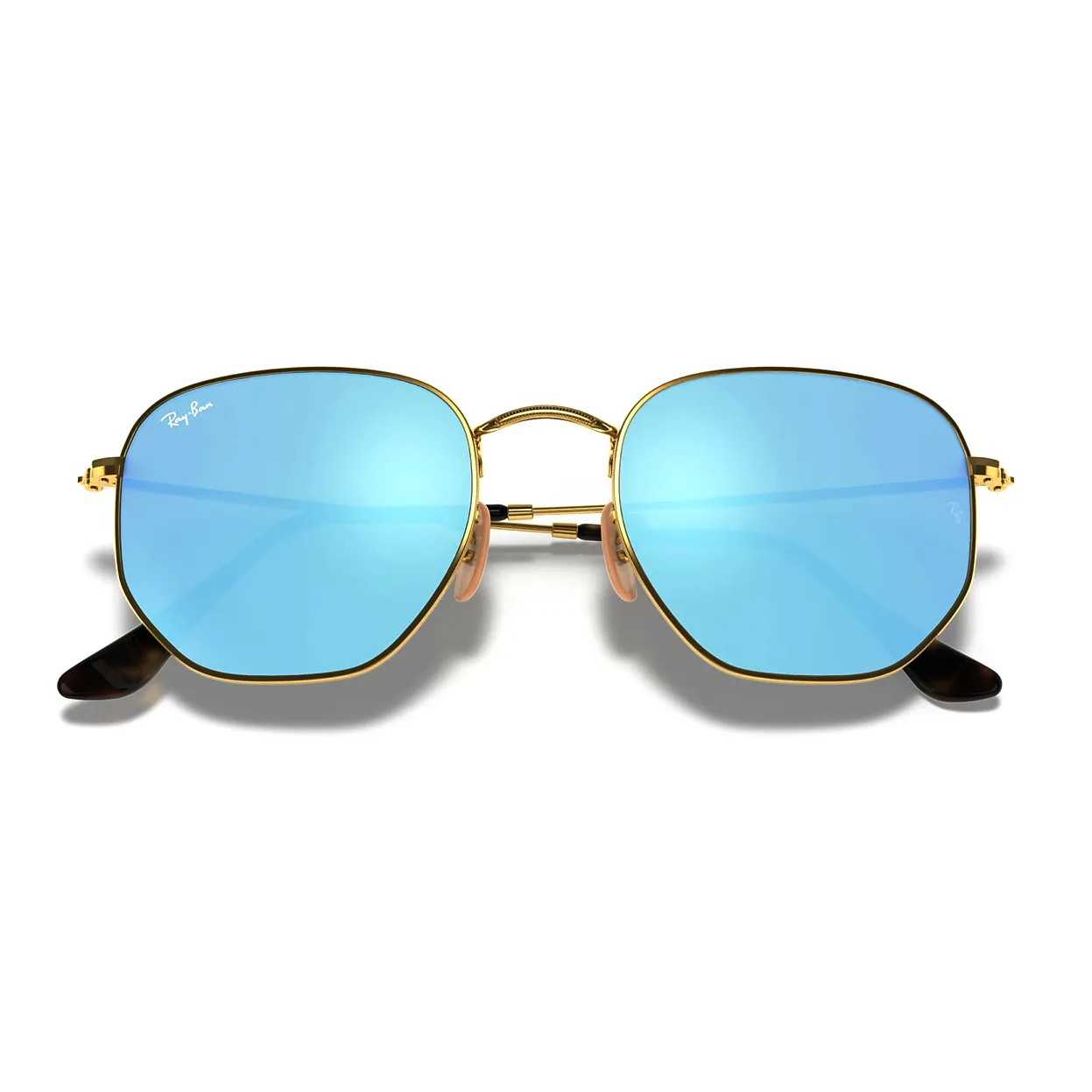 RAY BAN HEXAGONAL FLAT MIRROR LENSES RB3548N LIGHT BLUE GRADIENT GOLD