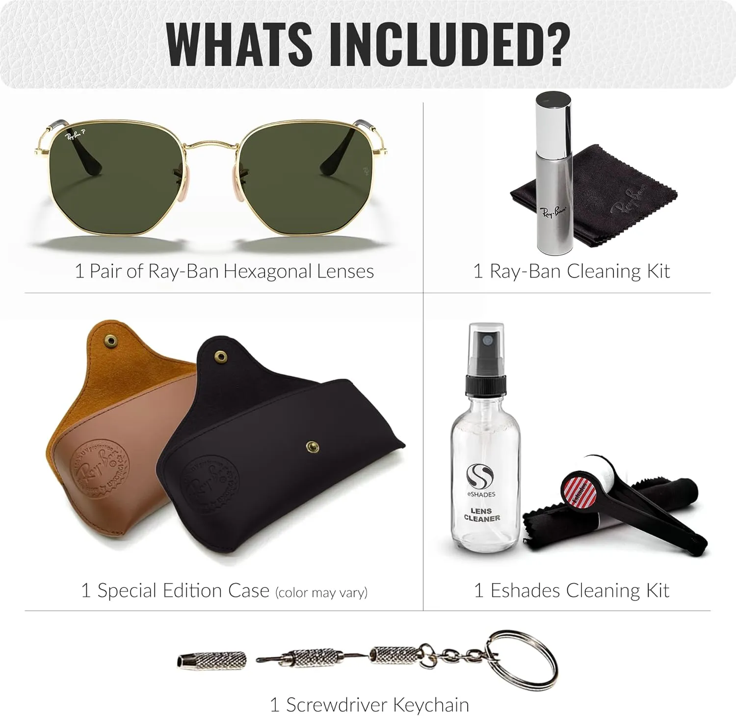 Ray-Ban RB3548N Hexagonal Flat Lenses Sunglasses With Eyewear Kit Bundle - Adjustable Nose Pads - Retro Sunglasses