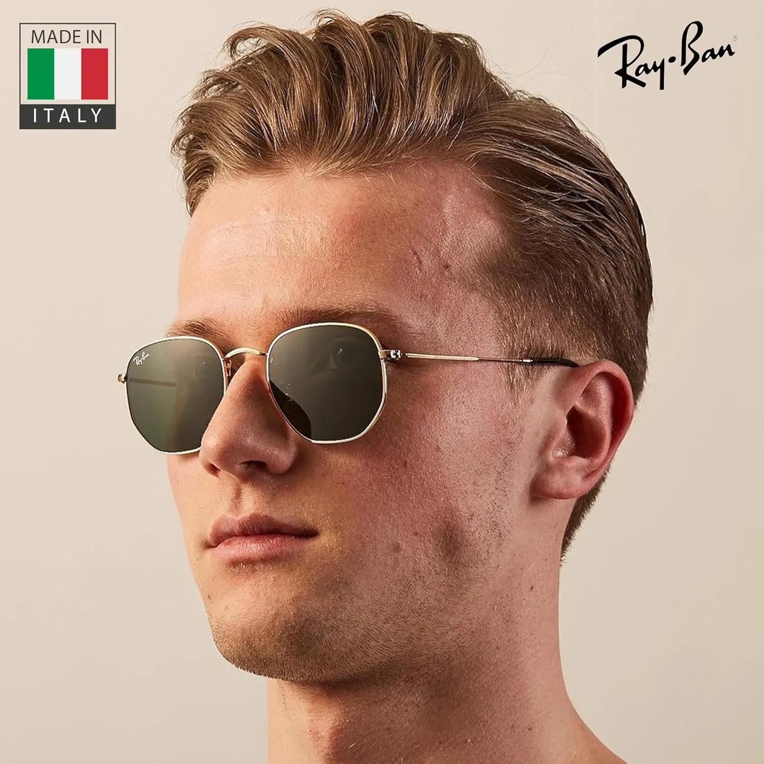 Ray-Ban RB3548N Hexagonal Flat Lenses Sunglasses With Eyewear Kit Bundle - Adjustable Nose Pads - Retro Sunglasses