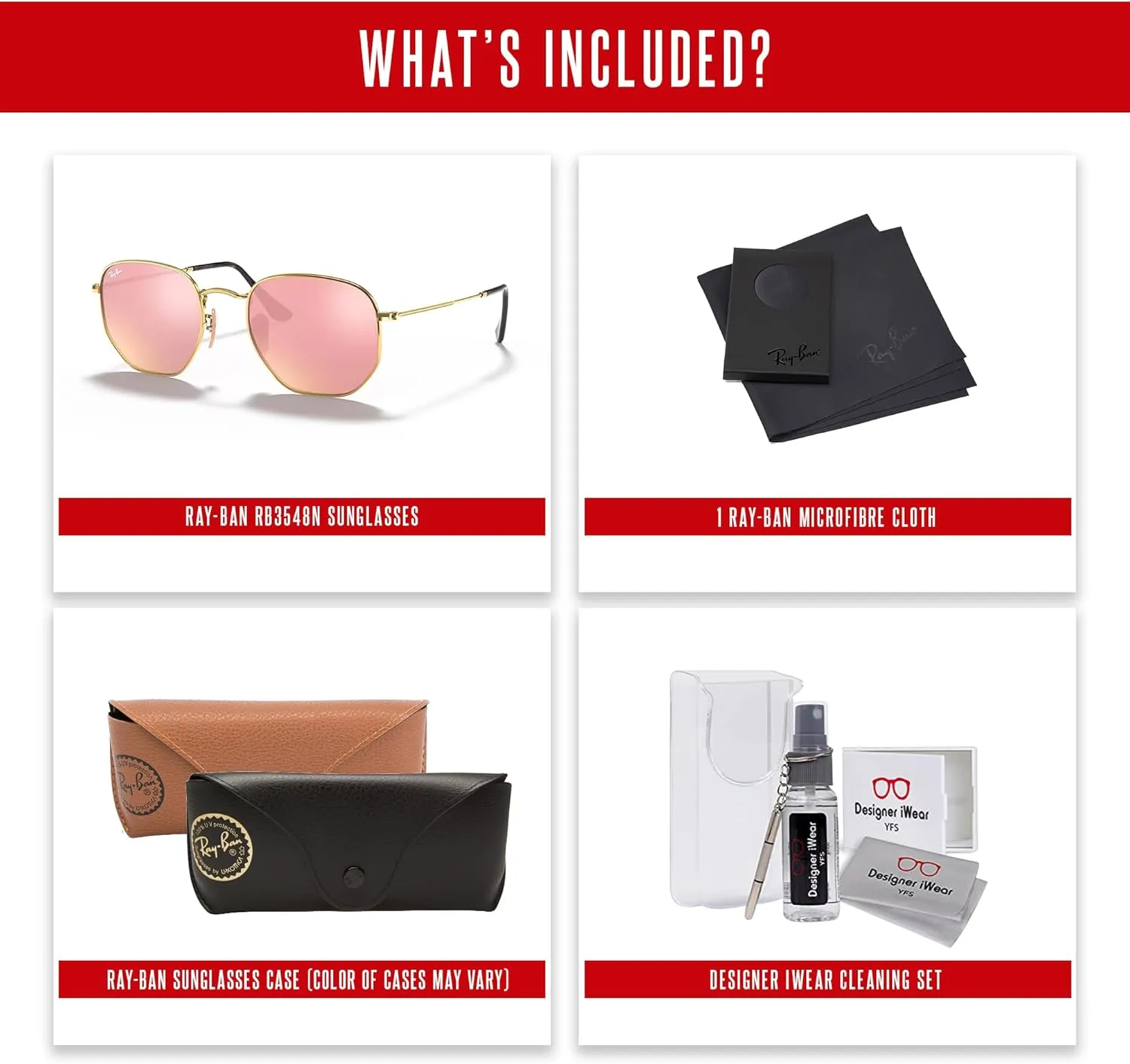 Ray-Ban RB3548N Hexagonal Sunglasses For Men For Women   Bundle with Designer iWear Kit