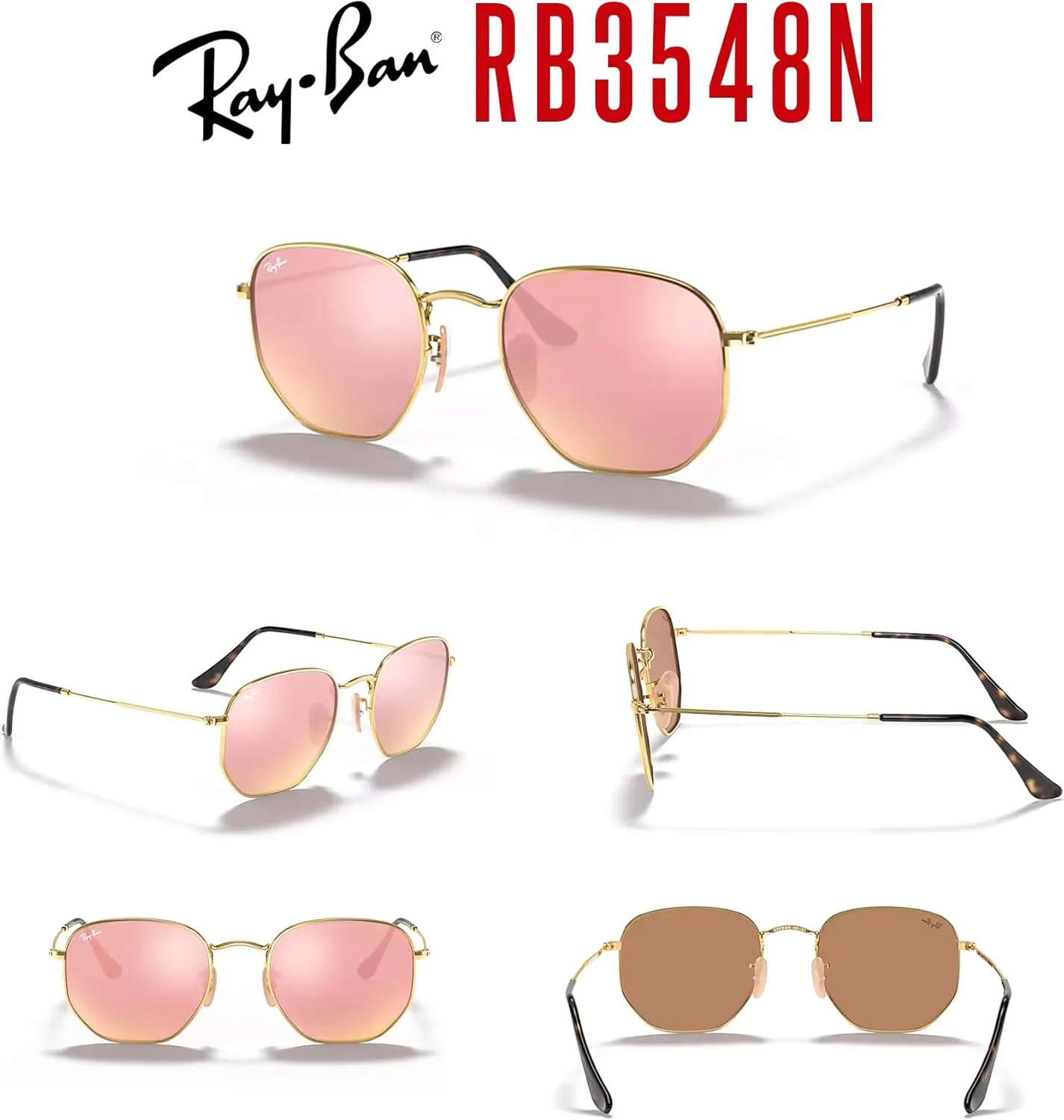 Ray-Ban RB3548N Hexagonal Sunglasses For Men For Women   Bundle with Designer iWear Kit