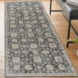 ReaLife Rugs Machine Washable Area Rug - Living Room Bedroom Bathroom Kitchen Entryway Office - Padded Low Pile Stain Resistant Premium - Boho Farmhouse Vintage - Bryn - Gray Beige Ivory 2'6" x 6'