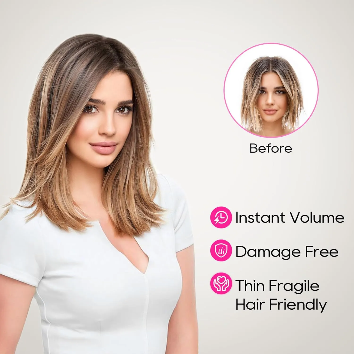 REECHO Invisible Wire Hair Extensions with Thinner Softer Lace Weft 12" Short Straight Clips in Secret Hairpiece for Women 12 Inch (Pack of 1) - Ash Blonde with Highlights