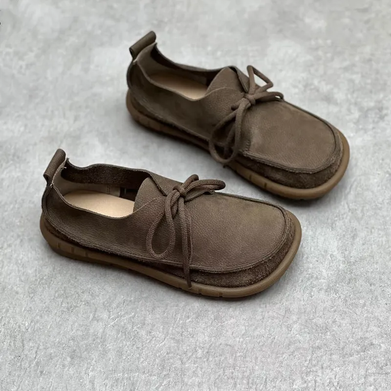Retro Leather Flat Soft Casual Shoes
