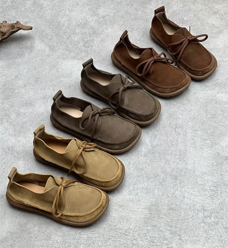 Retro Leather Flat Soft Casual Shoes