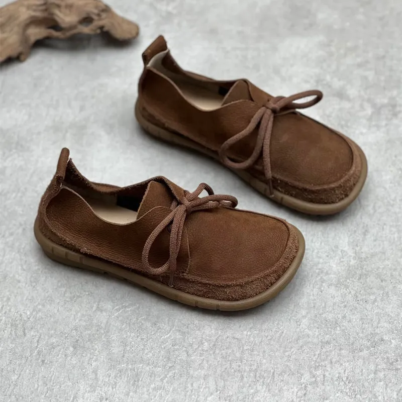 Retro Leather Flat Soft Casual Shoes