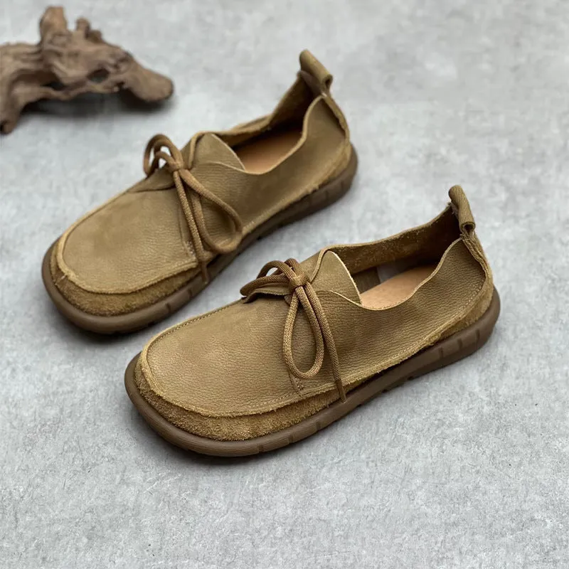 Retro Leather Flat Soft Casual Shoes