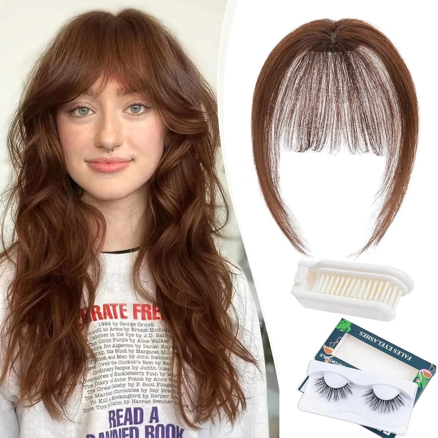 Rich Choices Clip in Bangs Real Human Hair 360°Cover 3D Clip in Bangs For Women Air Bangs Fake Bangs Fringe Bangs Hair Toppers for Women Real Human Hair 8 inch Medium Brown