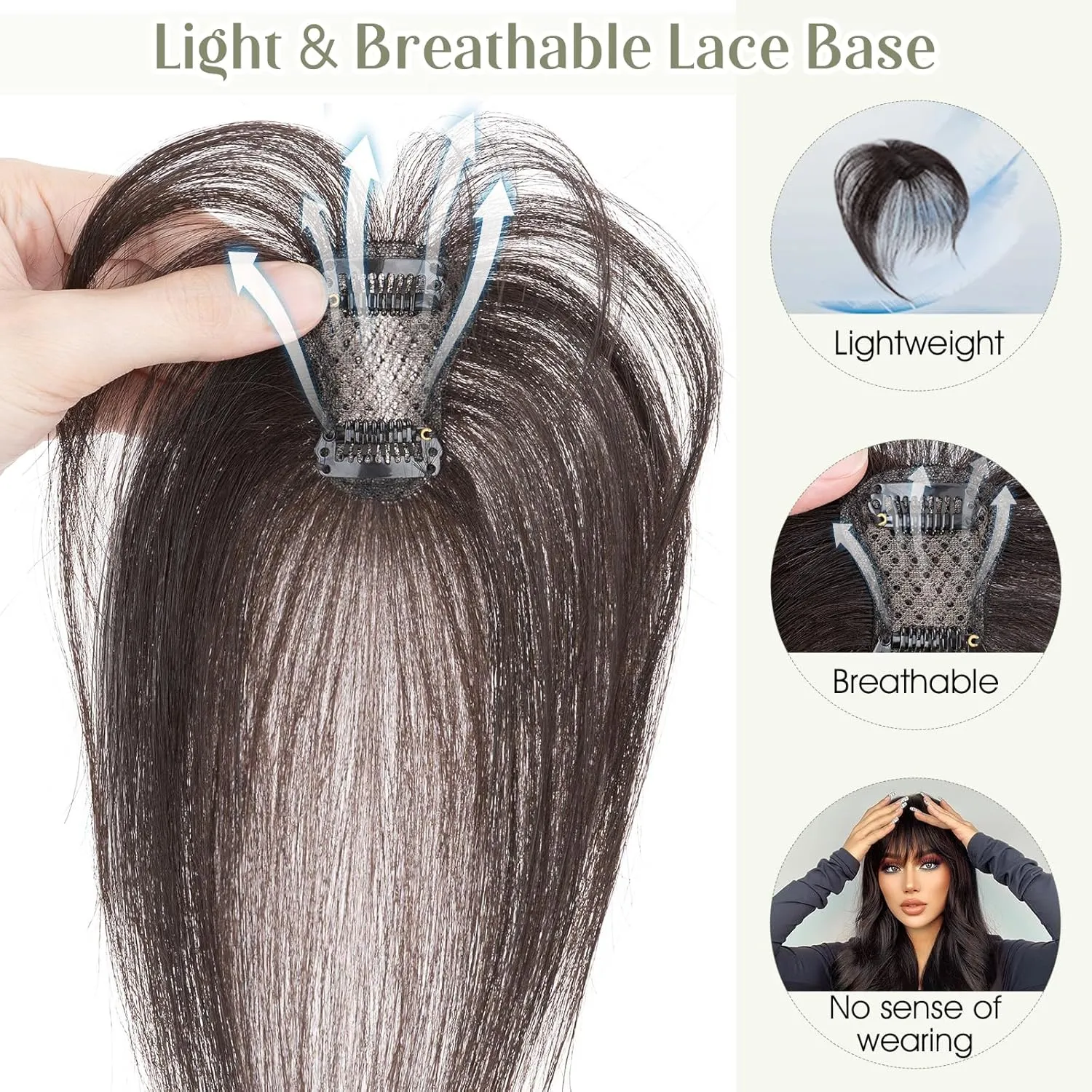 Rich Choices Clip in Bangs Real Human Hair 360°Cover 3D Clip in Bangs For Women Clip on Air Bangs Human Hair Fake Bangs Fringe Bangs Hair Toppers for Women Real Human Hair 8 inch Black