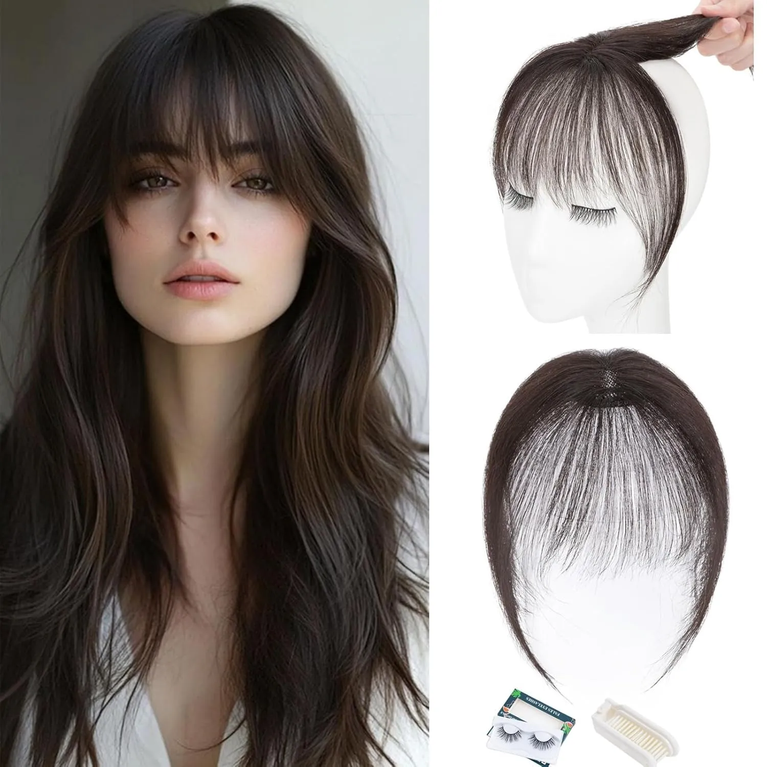 Rich Choices Clip in Bangs Real Human Hair 360°Cover 3D Clip in Bangs For Women Clip on Air Bangs Human Hair Fake Bangs Fringe Bangs Hair Toppers for Women Real Human Hair 8 inch Black