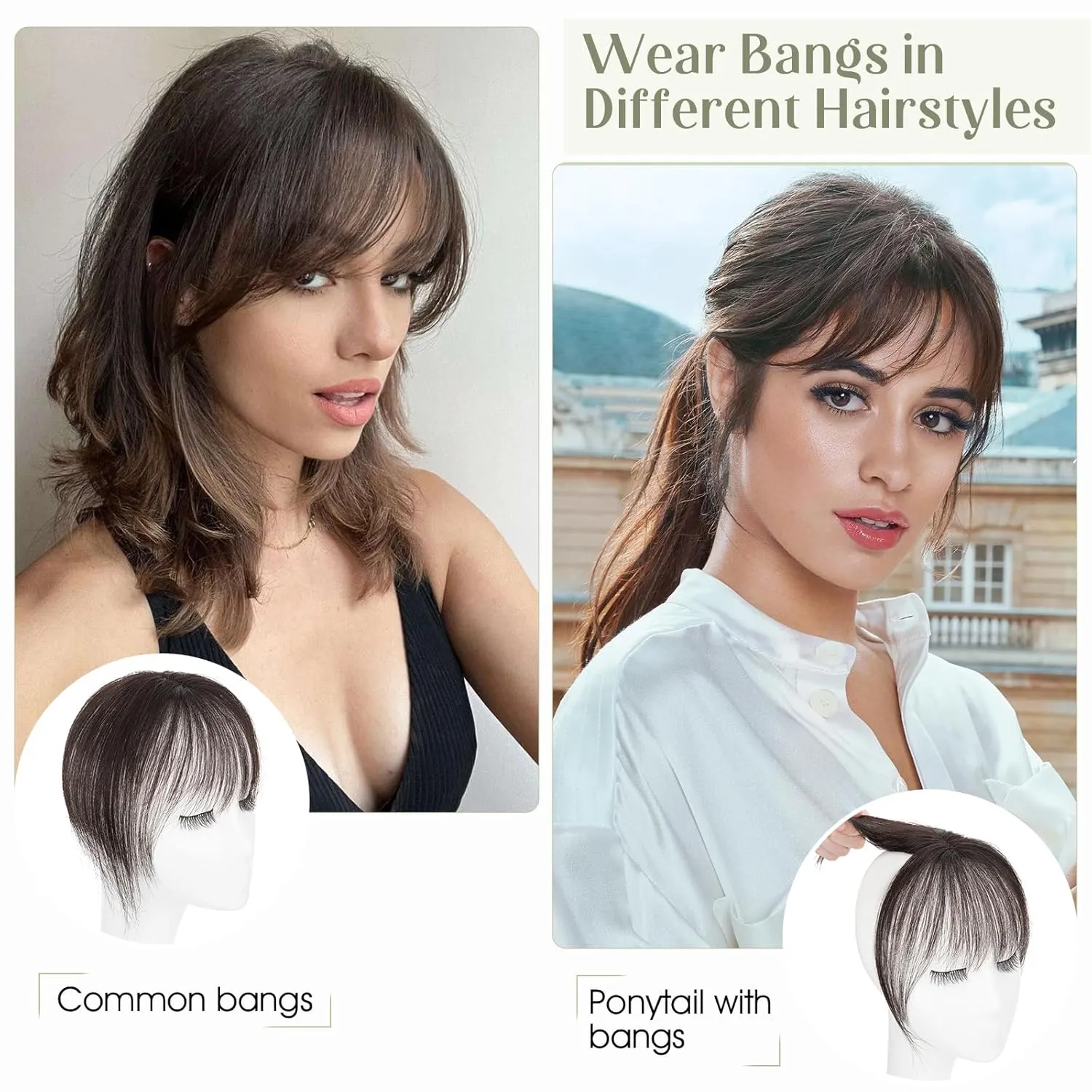Rich Choices Clip in Bangs Real Human Hair 360°Cover 3D Clip in Bangs For Women Clip on Air Bangs Human Hair Fake Bangs Fringe Bangs Hair Toppers for Women Real Human Hair 8 inch Black