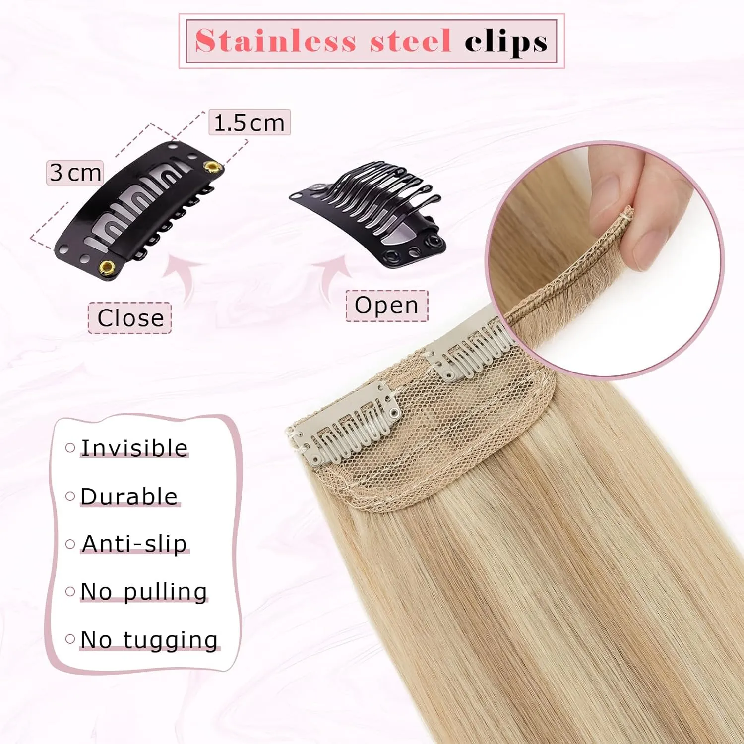 Rich Choices Clip in Short Hair Extensions 100% Real Remy Human Hair Invisible Mini HairPieces for Thinning Women and Men 8 Inch Natural Black