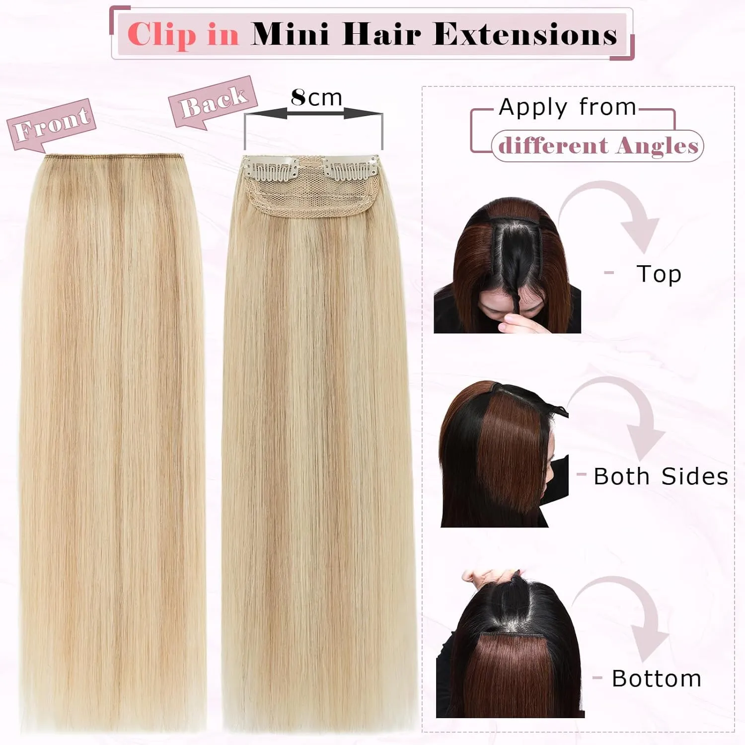 Rich Choices Clip in Short Hair Extensions 100% Real Remy Human Hair Invisible Mini HairPieces for Thinning Women and Men 8 Inch Natural Black