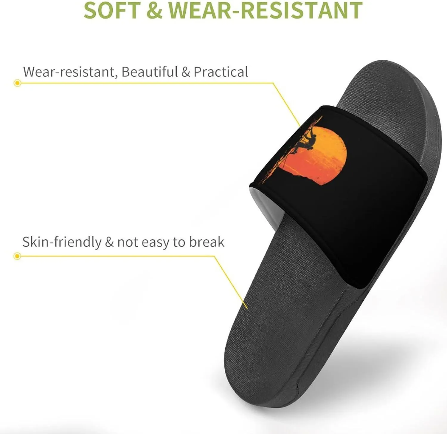 Rock Climbing at Sunset Slippers Indoor Outdoor Unisex House Slipper Shower Slippers Non-Slip Open Toe Shoes