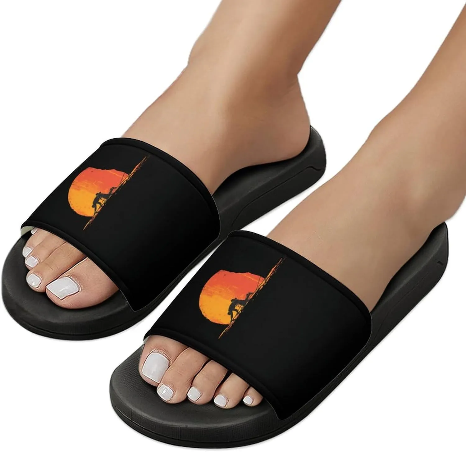 Rock Climbing at Sunset Slippers Indoor Outdoor Unisex House Slipper Shower Slippers Non-Slip Open Toe Shoes
