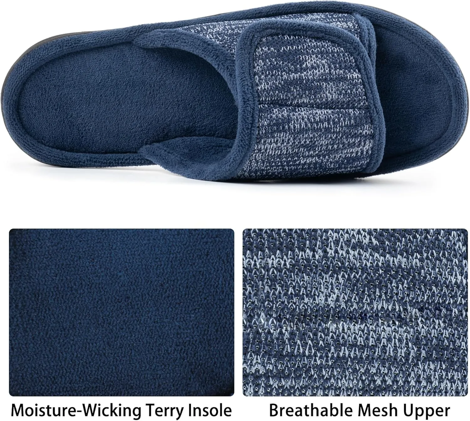 RockDove Men's Adjustable Wrap Memory Foam Slide Slipper