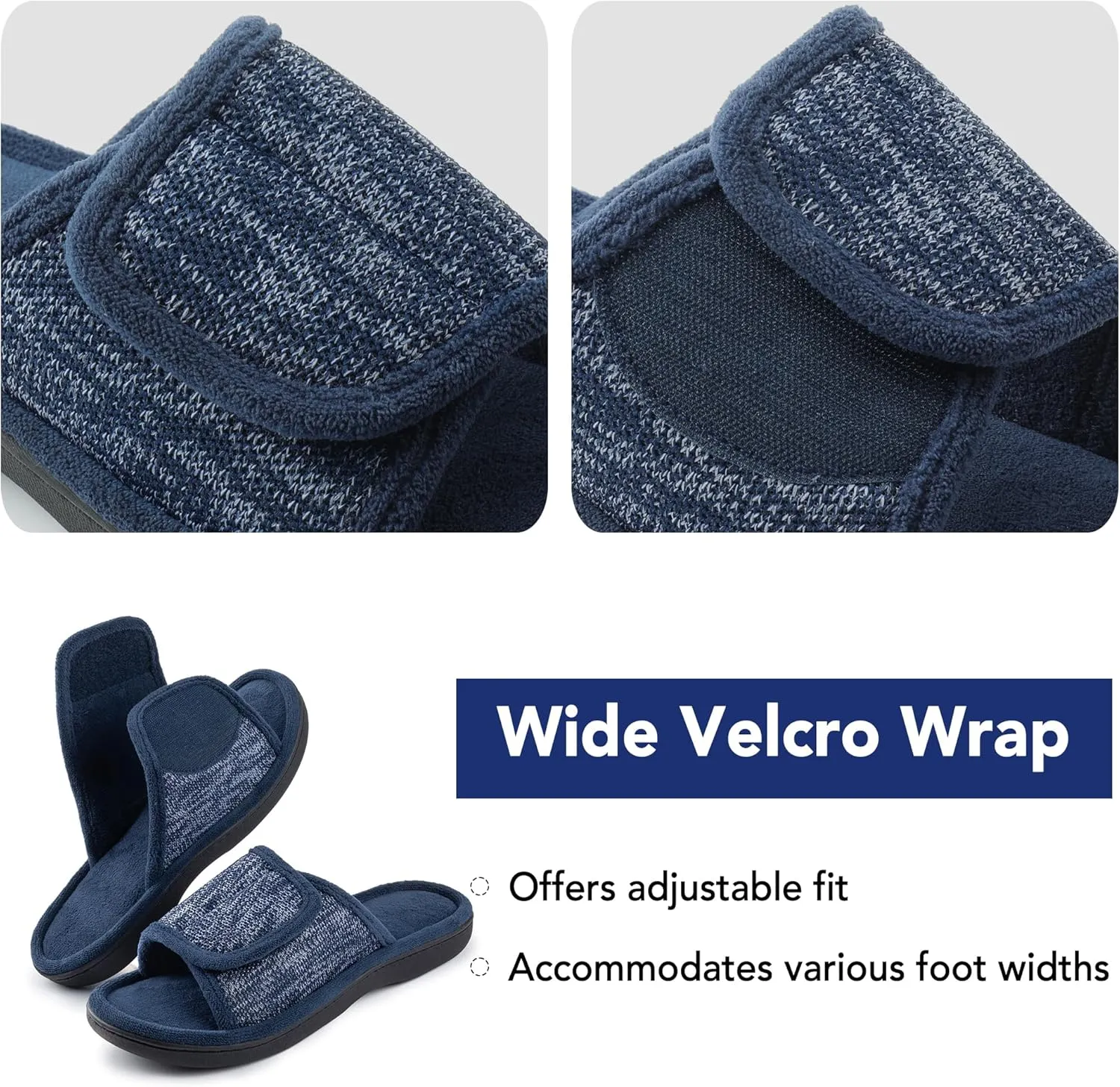 RockDove Men's Adjustable Wrap Memory Foam Slide Slipper