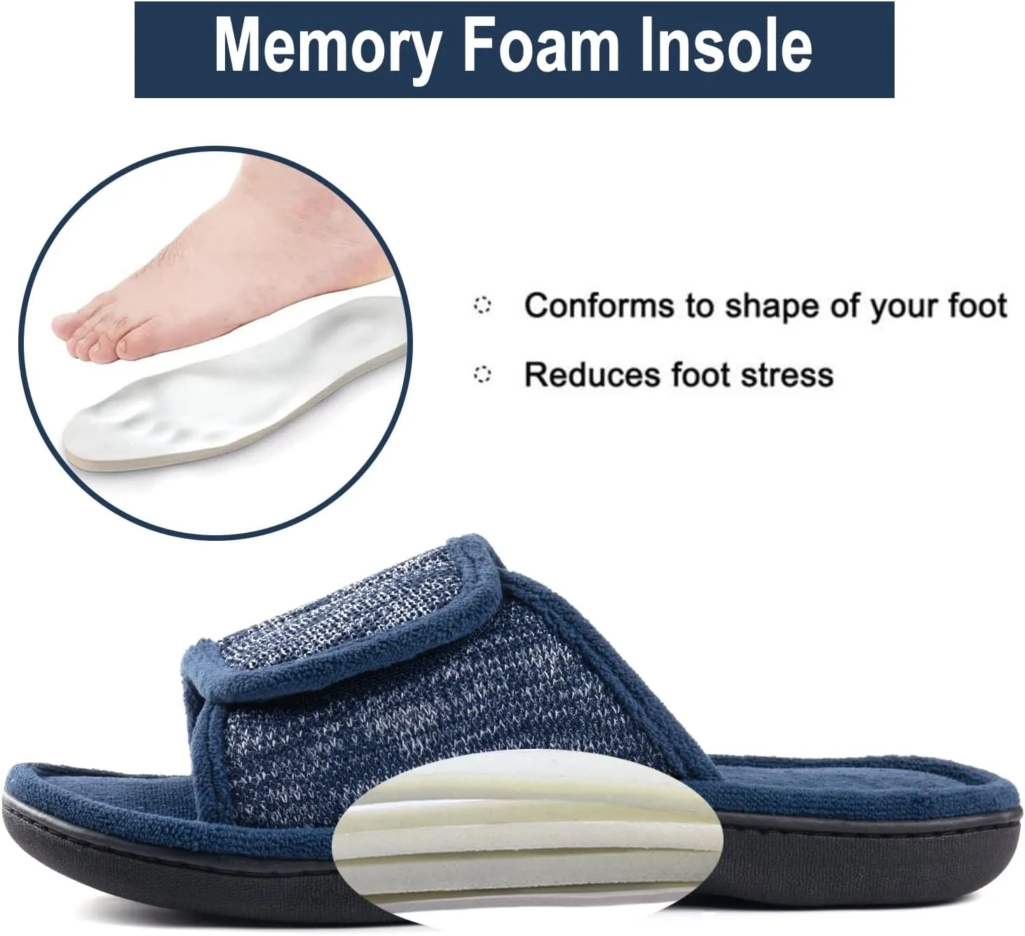 RockDove Men's Adjustable Wrap Memory Foam Slide Slipper