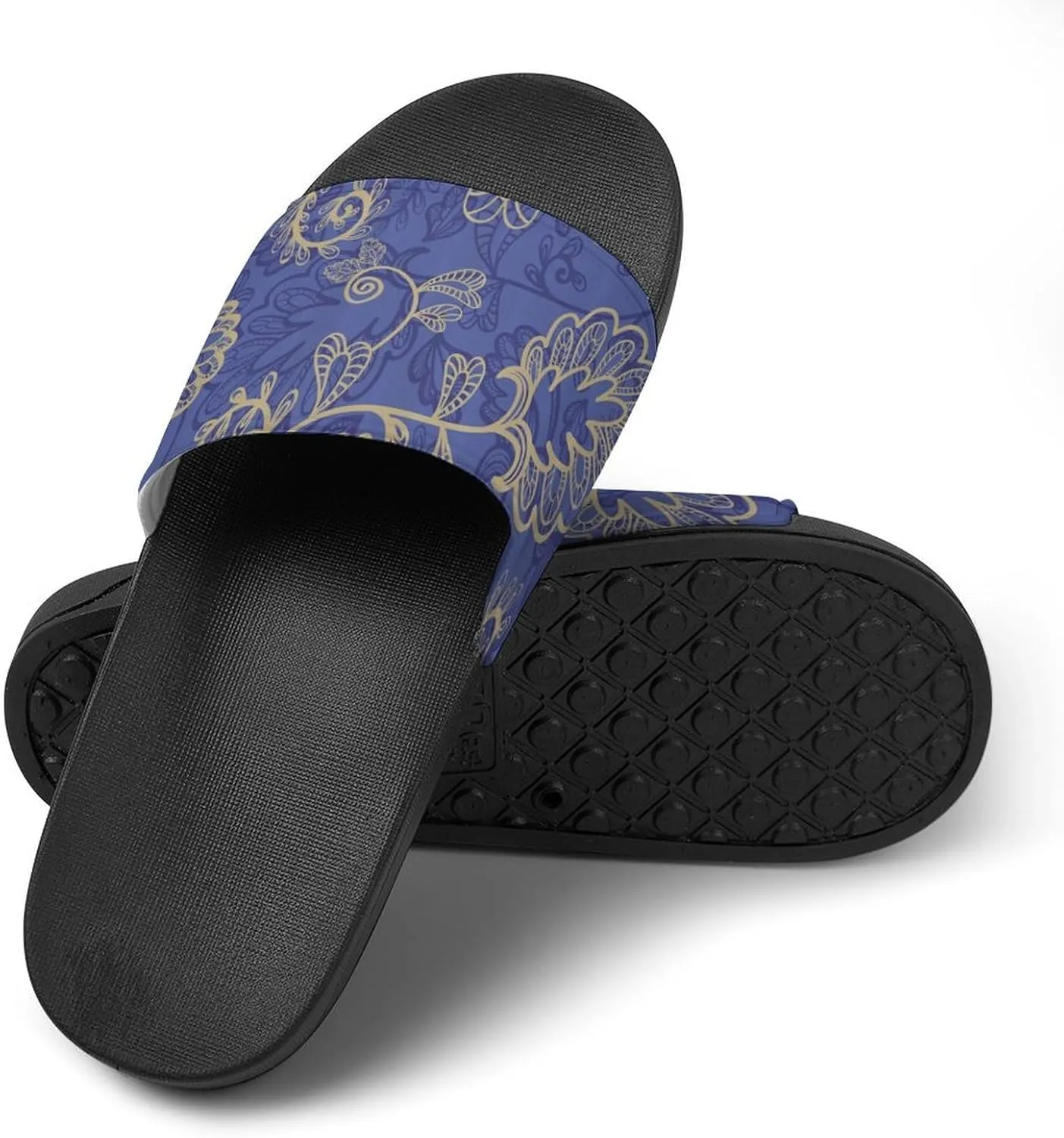 Romantic Flora Leaves Ornate Petals Shower Sandals Home Slippers Non-Slip Quick Drying Beach Bathroom Slipper